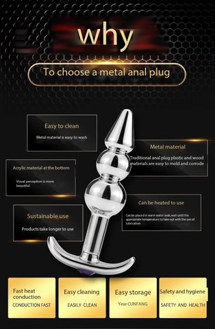 D038- Bead Metal Anal Plug  Sex Toys For Women Shemale cheap sex toys