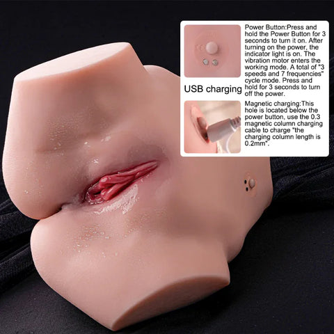 P48-Realistic Vibrating Sex Doll Torso Automatic Male Masturbator Electric Adult Toy