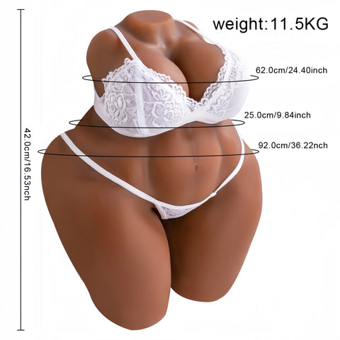 T501-Black(25.3lb)Best Realistic BBW Sex Doll Torso|Big Round Ass