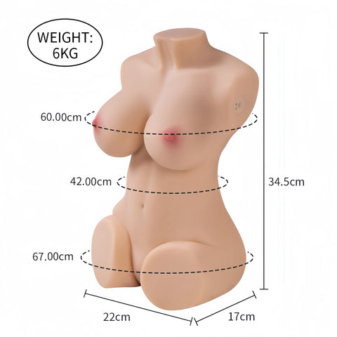 T661-(13.2lb/13.6inch)Mini Sex Doll Torso | Vibrating & Sucking