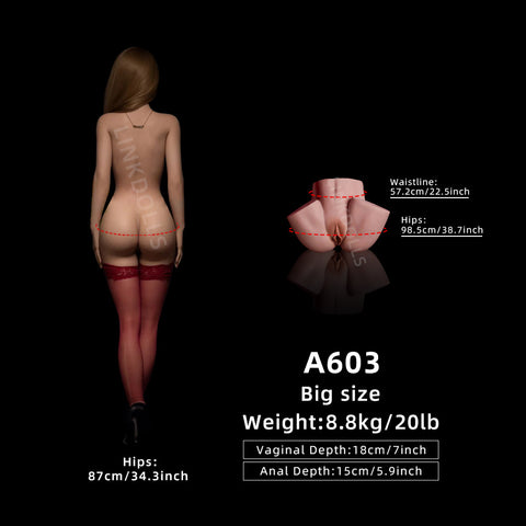 A603-(20lb ) Black-Sexy and Real Realistic 3D Ass Sex Doll Torso