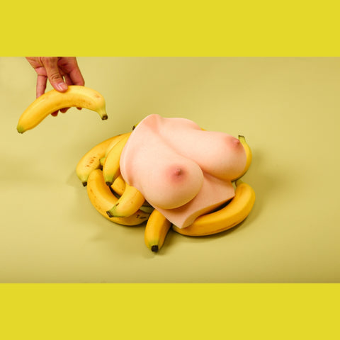 B34-3.9lb/Full Bust: 20.9inch-Yellow Silicone Mammary Intercourse Sex Toy Titjob Boob Job Breast Sex Titty Fucking