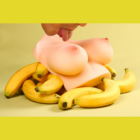 B34-3.9lb/Full Bust: 20.9inch-Yellow Silicone Mammary Intercourse Sex Toy Titjob Boob Job Breast Sex Titty Fucking