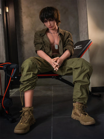 F1671-160cm(5ft3)-34kg Femboy toy  masturbator Thin Wheat Skin Short Hair TPE Male Sex Doll | Aibei Doll