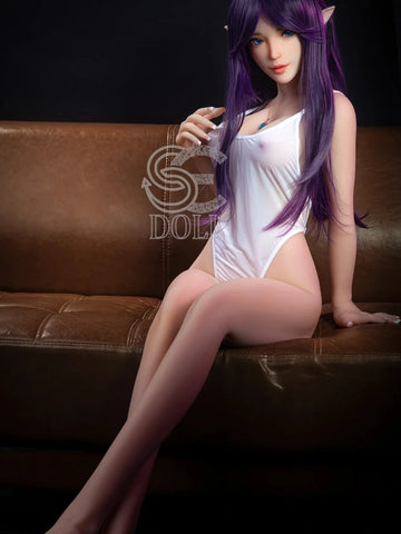 F858-151cm/4ft9(25kg) Olivia E Cup TPE Purple Hair Elf Girl Sex Doll | SE Doll