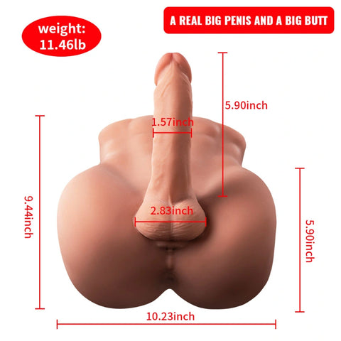 T704(11.46lb)  Lifelike Big Penis Male Sex Doll Torso Dildo Adult Toys With 5.9″ Dildo for Female Masturbation | xingse