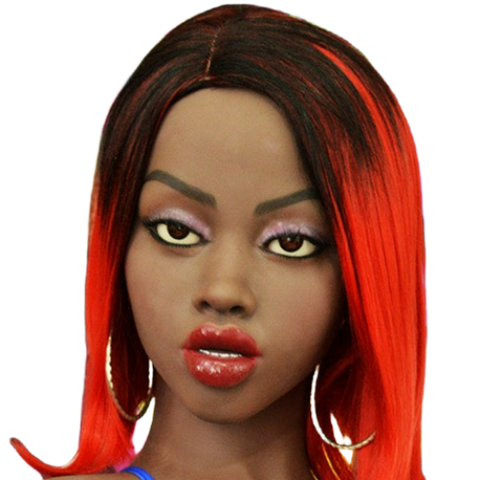 H030 Elegant African Sex Doll Head with High Forehead #176