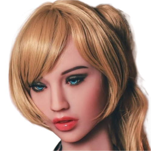 H047  Ravishing Blonde Highlights Sex Doll Head with Round Face