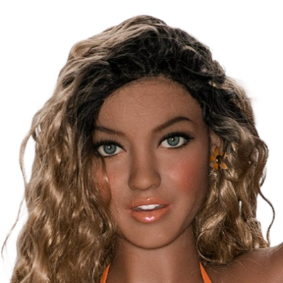 H021  Exquisite Tan Sex Doll Head with Soft Curls #265