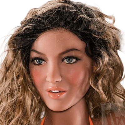 H021  Exquisite Tan Sex Doll Head with Soft Curls #265