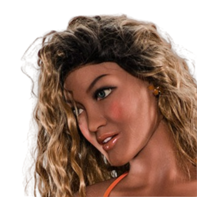 H021  Exquisite Tan Sex Doll Head with Soft Curls #265