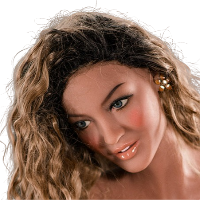 H021  Exquisite Tan Sex Doll Head with Soft Curls #265