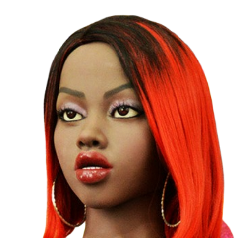 H030 Elegant African Sex Doll Head with High Forehead #176