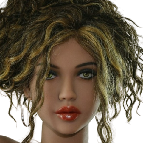 H037 Exotic Sex Doll Head with Wavy Hair